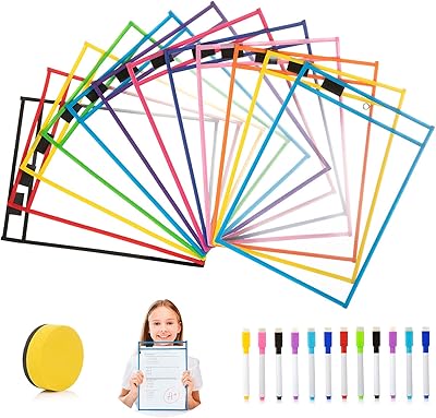 Ensemble de 12 pochettes effaçables à sec pour centre commercial grande