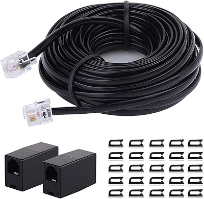Rallonge téléphonique 25 pieds, coupleur de ligne téléphonique, fil de ligne de câble