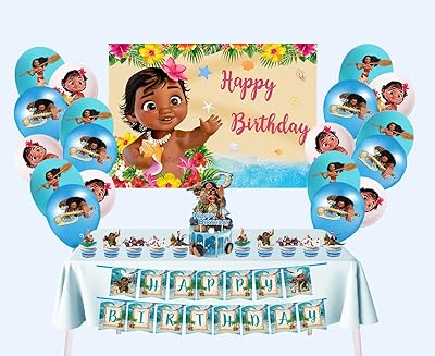 Fournitures de fête d'anniversaire moana - 45 pièces de décorations de fête d'anniversaire