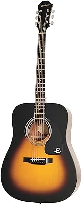 Guitare acoustique epiphone dreadnought dr-100 finition classique sunburst corps en acajou