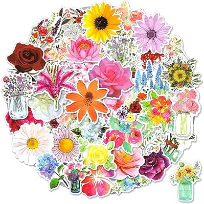 Ensemble d'autocollants floraux en plastique yakdon pour scrapbooking, ordinateur portable, bouteilles d'eau, étui