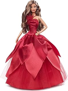 Poupée de collection barbie signature 2022 | cheveux bruns ondulés support