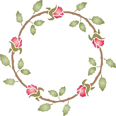 Pochoir couronne de roses - 26,5 x 26,5 cm - modèle de pochoir
