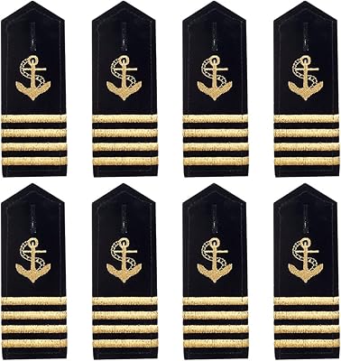 Webeedy 4 paires d'épaulettes capitaine uniforme professionnel épaule dos accessoires de costume marin