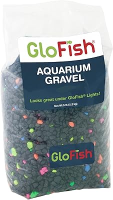 Gravier d'aquarium glufish de 2,3 kg, noir avec accents fluorescents, complète les réservoirs