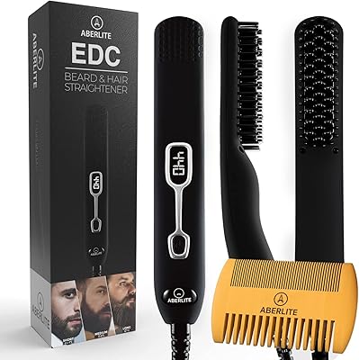 Lisseur à barbe aberlite pour hommes (2019) brosse à lisser chauffante - électrique