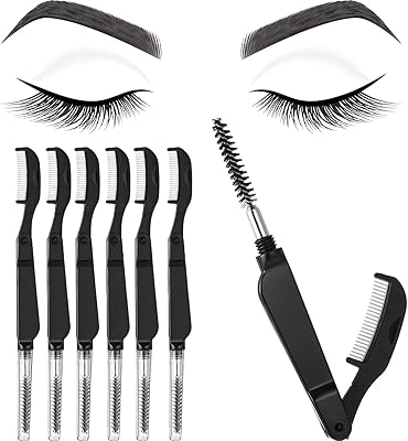 Peigne à cils pliable, 6 pièces, peigne à sourcils et à dents, brosse