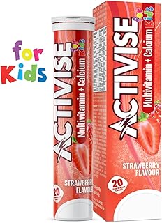 Comprimés effervescents de multivitamines et de calcium activis pour enfants, fraise 20 comprimés