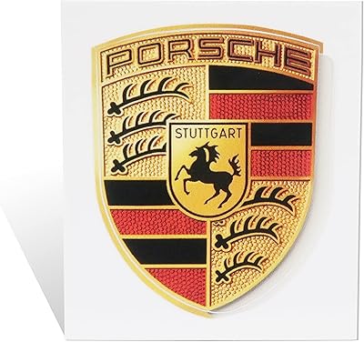 Autocollant logo porsche écusson (65 mm x 53 mm) style