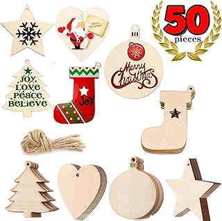 Kolchik 50 pièces d'ornements de noël en bois brut avec trous pour travaux
