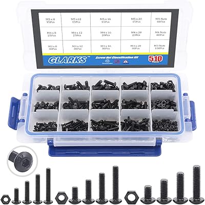 Glarex 510 pièces m3 m4 m5 écrous en acier allié avec assortiment d'écrous