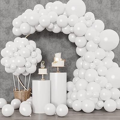 129 ballons blancs de différentes tailles 18 12 10 5 pouces pour arche de guirlande, ballons bleu clair pour anniversaire, baby shower, révélation du genre, mariage (blanc). Diaytar : Votre allié pouvoir d'achat au quotidien