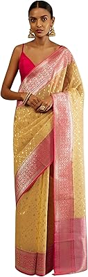 Sari tissé en soie banarasi pour femme | cadeau de mariage indien traditionnel