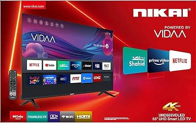 Téléviseur led intelligent ultra hd nikai 65 pouces avec système d'exploitation vida, processeur