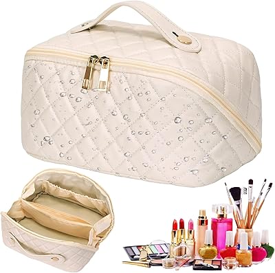 Trousse cosmétique de voyage de grande capacité trousse de maquillage portable en cuir