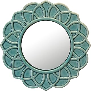 Miroir mural rond décoratif floral stonebriar, taille 9 pouces, turquoise