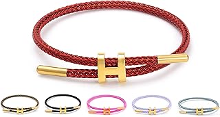Bracelet en corde h réglable, fil d'acier en titane, conception de boucle plaquée