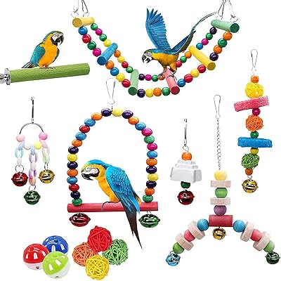 Jouet balançoire pour oiseaux mq 14 pièces, jouets à mâcher avancés à suspendre