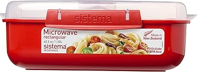 Récipient rectangulaire pour micro-ondes sistema 125 l rouge transparent