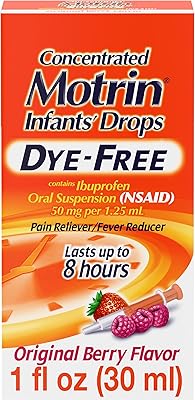 Gouttes concentrées anti-fièvre pour nourrissons motrin infant sans baies d'ibuprofène, 29,57 ml