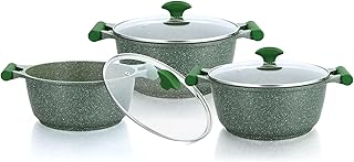Batterie de cuisine antiadhésive en granit prestige essentials, 6 pièces, vert