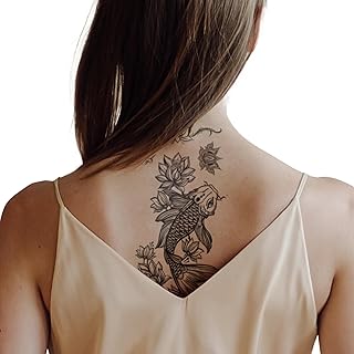 Tatouages ​​temporaires supperb poisson et lotus