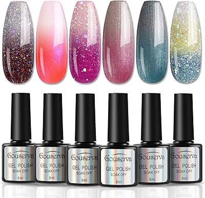 Ensemble de vernis à ongles gel changeant de couleur avec lumières uv
