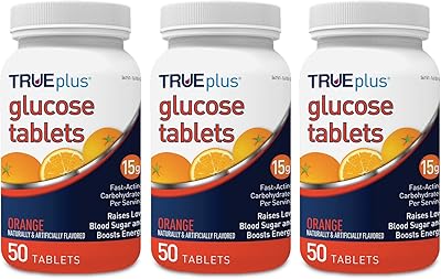 Comprimés de glucose true plus®, saveur orange - flacon 50 pièces - paquet