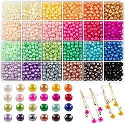 Grabmantra 1800 pièces de perles de 6 mm 24 couleurs rondes avec trous
