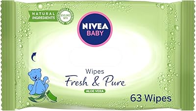 Lingettes pour bébé nivea, aloe vera frais et pur, sans alcool, 63 lingettes