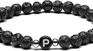 Bracelet personnalisé avec nom initial en pierre de lave pour femmes, hommes, couples, filles et garçons, diffuseur d'huiles essentielles d'aromathérapie, soulagement du stress, élasticité du yoga. Simplifiez vos achats avec Diaytar, le e-commerce nouvelle génération