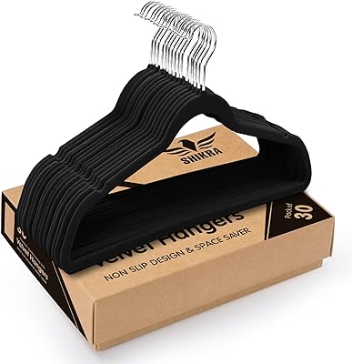 Cintres shikra, 30 pièces en velours noir, cintres antidérapants à 360 degrés, cintre