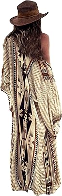 Robe kimono ample ouverte sur le devant avec motif oiseau, imprimé géométrique, manches