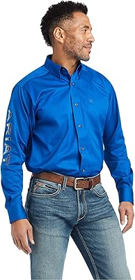 Chemise coupe classique en sergé avec logo de l'équipe pour hommes