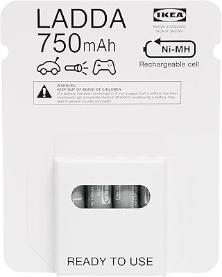 Piles rechargeables ikea ladda, aaa, hr3, 1,2 v, 750 mah, gris - paquet