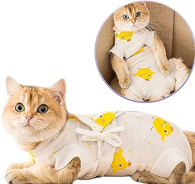 Combinaison de récupération lykdon respirante pour chat pour plaie abdominale, maladie de la peau,