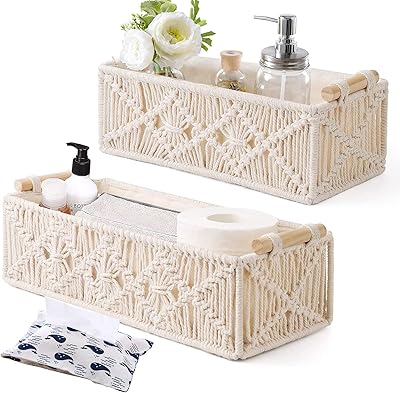 Panier de rangement en macramé, paniers de décoration bohème pour organiser un panier