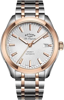 Bracelet automatique en acier inoxydable doré avec cadran argenté pour homme gb90167/06