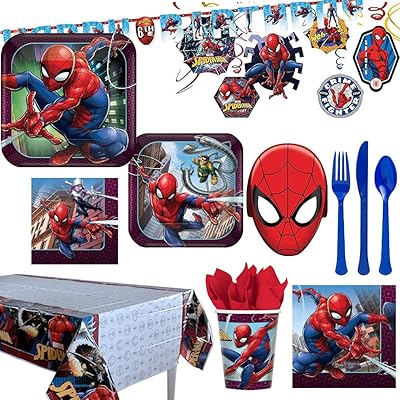 Amscan spider-man party center fournitures de fête pour 8 invités, comprend des assiettes, des tasses, une bougie d'anniversaire, un kit de décoration, des masques et plus encore. Des produits authentiques à prix réduits sur Diaytar Sénégal