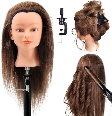 Tête de mannequin de cosmétologie avec 100 % de vrais cheveux humains