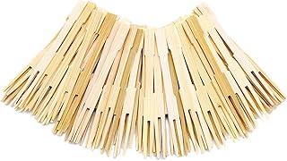 100pcs fourchettes de fête en bambou vintage 3,5 pouces petites fourchettes de buffet