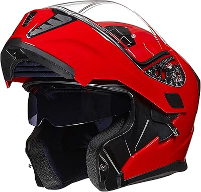 Casque de moto intégral pliable pour adulte elm avec double visière et feu