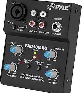 Tuner audio pyle 2 canaux - interface de contrôleur audio dj avec carte son usb pour enregistrement sur pc, prise microphone xlr et prise micro 3,5 mm, alimentation 18 v, entrée et sortie rca pour professionnels et débutants - pad10mxu. Diaytar : Quand qualité rime avec économie