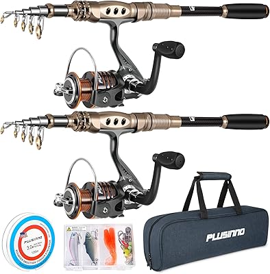 Canne à pêche télescopique et moulinet plusino en fibre de carbone avec moulinet