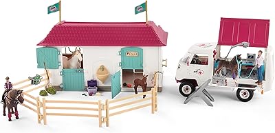 Jouet cheval schleich pour filles et garçons, set de chevaux avec écurie vétérinaire