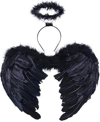 Bandeau halo de plumes d'ailes d'ange pour fêtes costumées, fête d'halloween, décorations