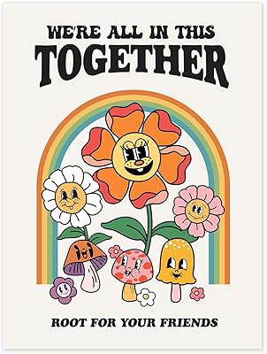 Affiche florale rétro art mural hippie cool des années 60 et 70 avec