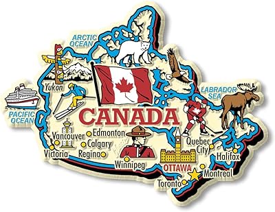 Aimants jumbo carte du canada, souvenirs de collection, fabriqués aux états-unis