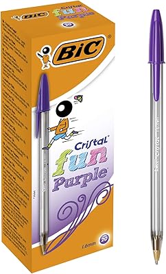 Stylos à bille bic crystal fun à pointe large (5 pieds), boîte