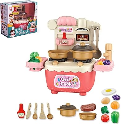 17 pièces jouets de cuisine imités chef musique légère semblant cuisiner